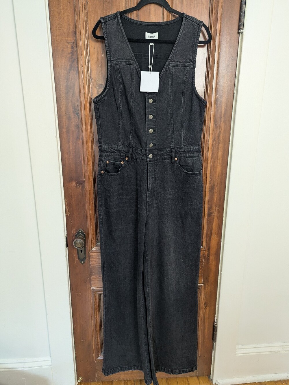 NWT Pistola Aria Denim Jumpsuit Mulholland Black XL